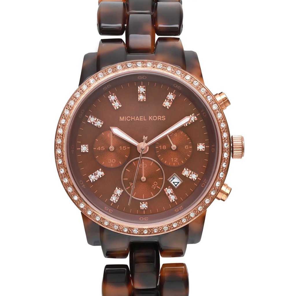 Up Close Front Facing Picture Of Michael Kors MK5366 Stainless Steel Watch New With Defects Condition