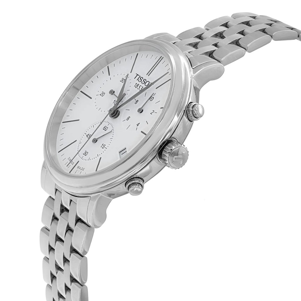 View Of Crown Facing Side Of Tissot T122.417.11.011.00 Stainless Steel Watch Display Model Condition