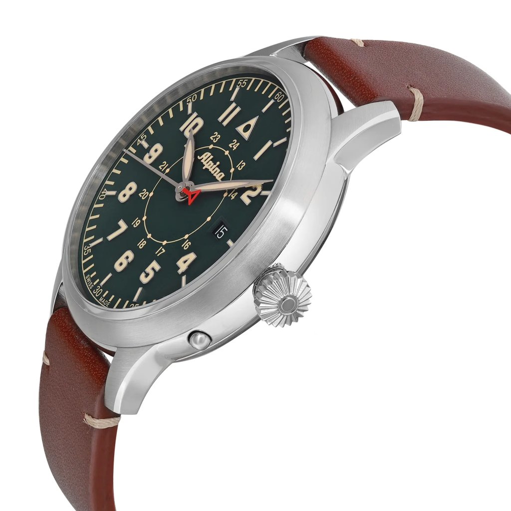 View Of Crown Facing Side Of Alpina AL-525X4SH6 Stainless Steel Watch Display Model Condition