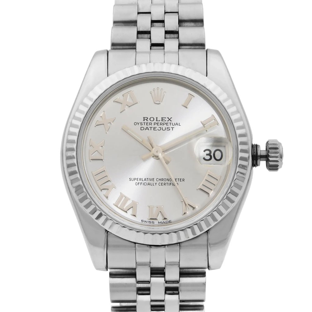 Up Close Front Facing Picture Of Rolex 178274 Stainless Steel Watch Pre Owned Condition
