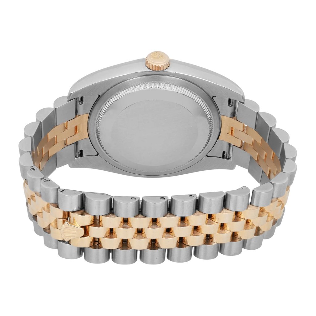 Back View Of Screwback Back Case And Closed Stainless Steel,Yellow Gold Band Of Rolex 116233 Watch Pre Owned Condition