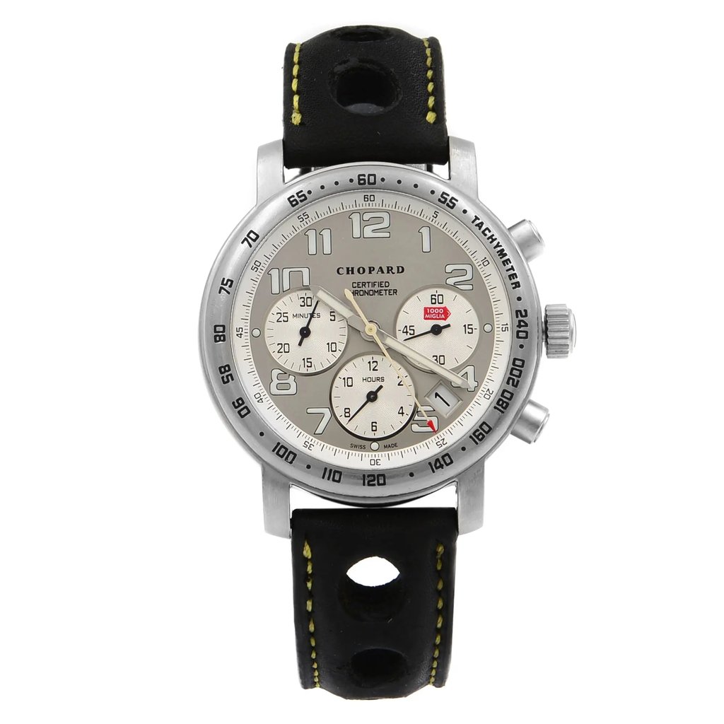 Front Full View Of Chopard 16/8915-100 Titanium Watch Pre Owned Condition {Product Condition}