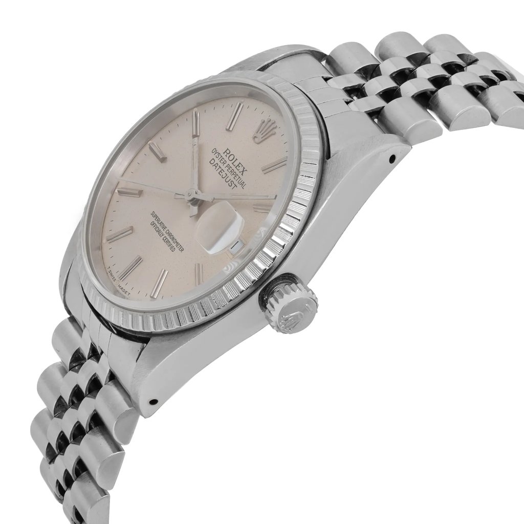 View Of Crown Facing Side Of Rolex 16220 Stainless Steel Watch Pre Owned Condition