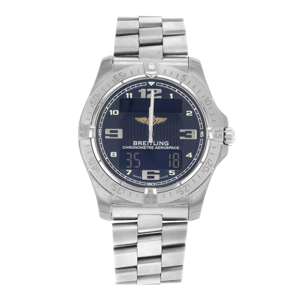 Front Full View Of Breitling Avantage E7936210/B962-TI Titanium Watch Pre Owned Condition {Product Condition}