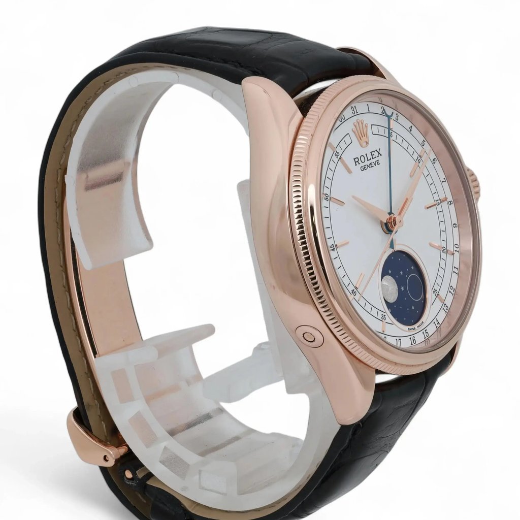 View Of Opposite Crown Facing Side Of Rolex 50535 Rose Gold Watch Pre Owned Condition