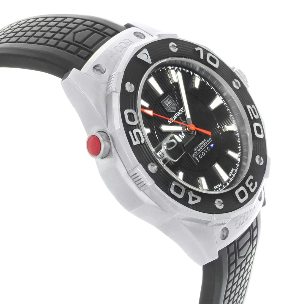 View Of Opposite Crown Facing Side Of TAG Heuer WAJ2119.FT6015 Stainless Steel Watch Pre Owned Condition