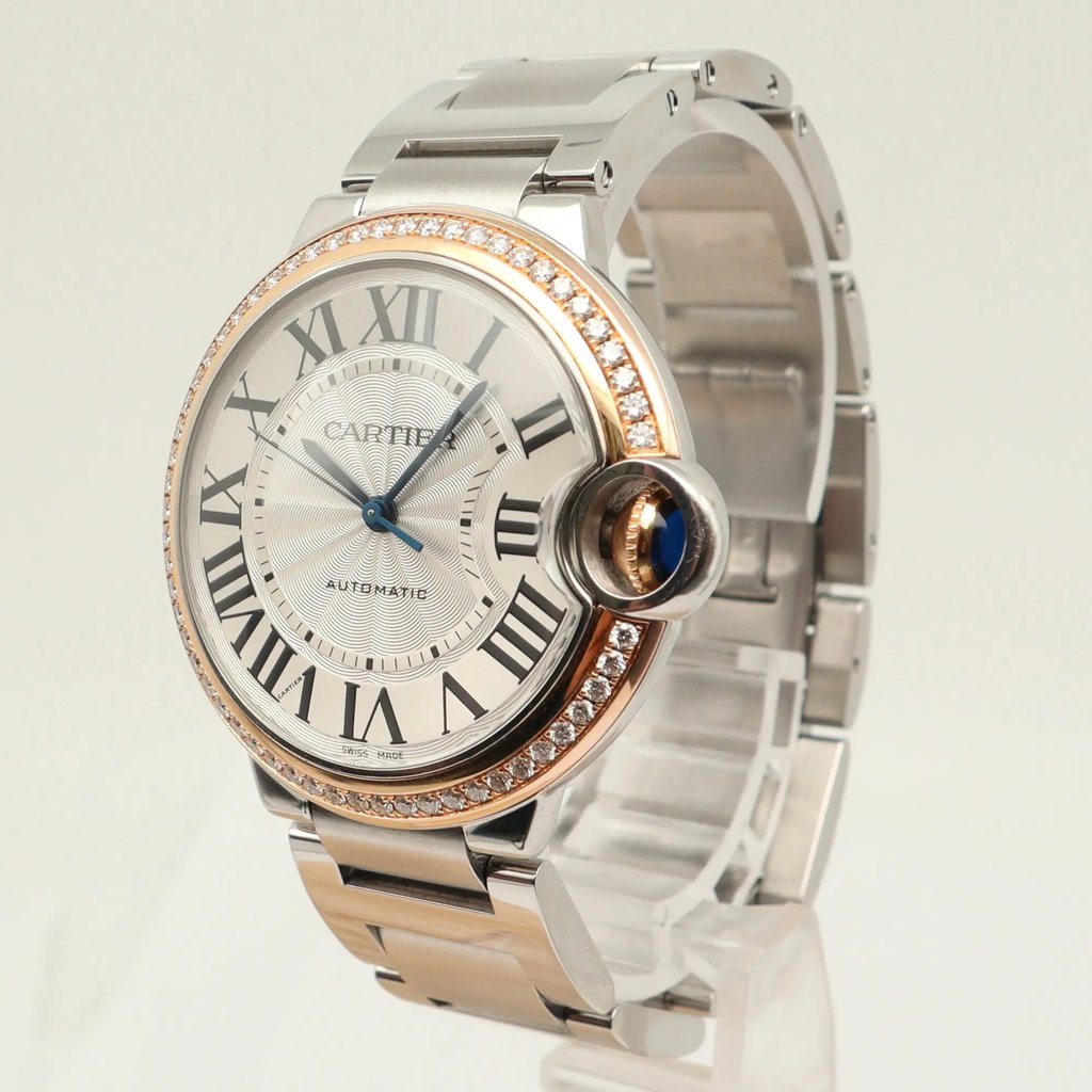 View Of Crown Facing Side Of Cartier WE902081 Stainless Steel Watch Pre Owned Condition