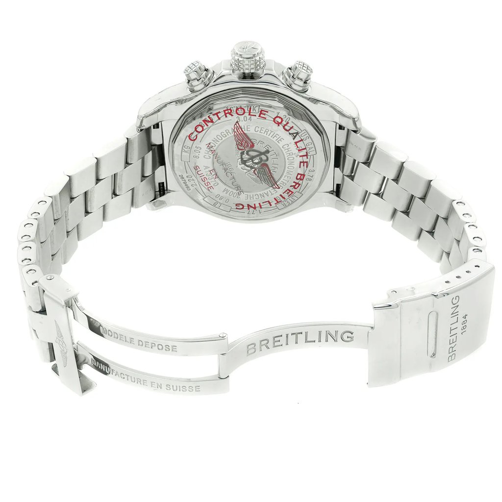 Back View Of {Caseback} Back Case And Open Stainless Steel Band Of Breitling A1337011/A660-135A Watch Display Model Condition