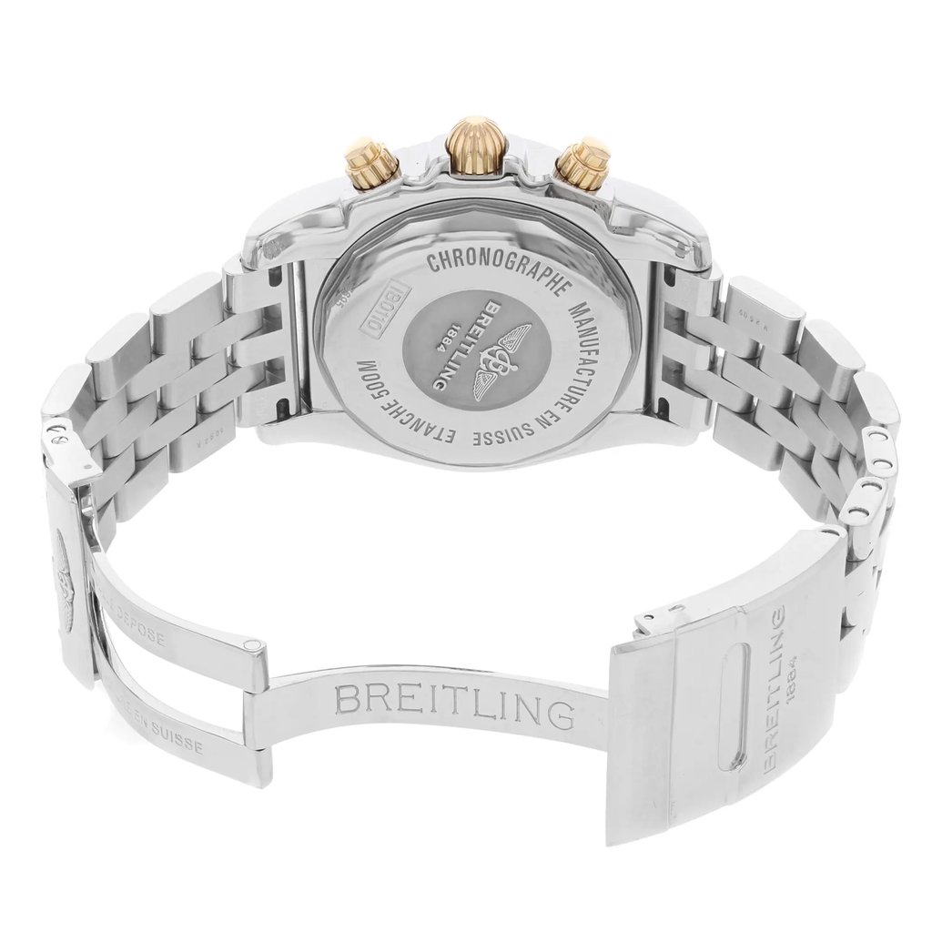 Back View Of {Caseback} Back Case And Open Stainless Steel Band Of Breitling IB011012/B968-375A Watch Pre Owned Condition