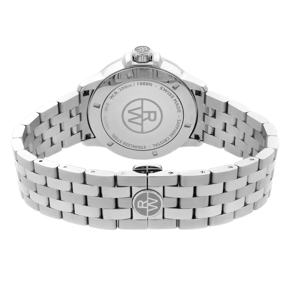 Back View Of Solid Back Case And Closed Stainless Steel Band Of RAYMOND WEIL 8160-ST-00508 Watch New With Defects Condition