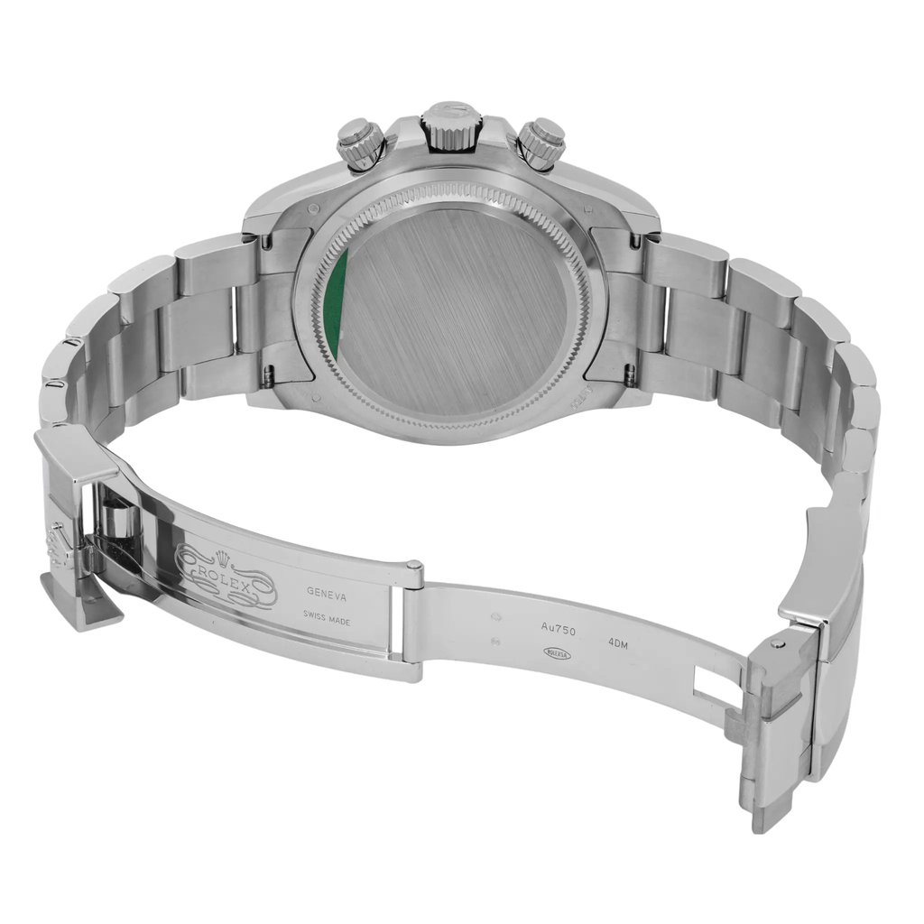 Back View Of Solid Back Case And Open White Gold Band Of Rolex 126509 Watch Unworn Condition
