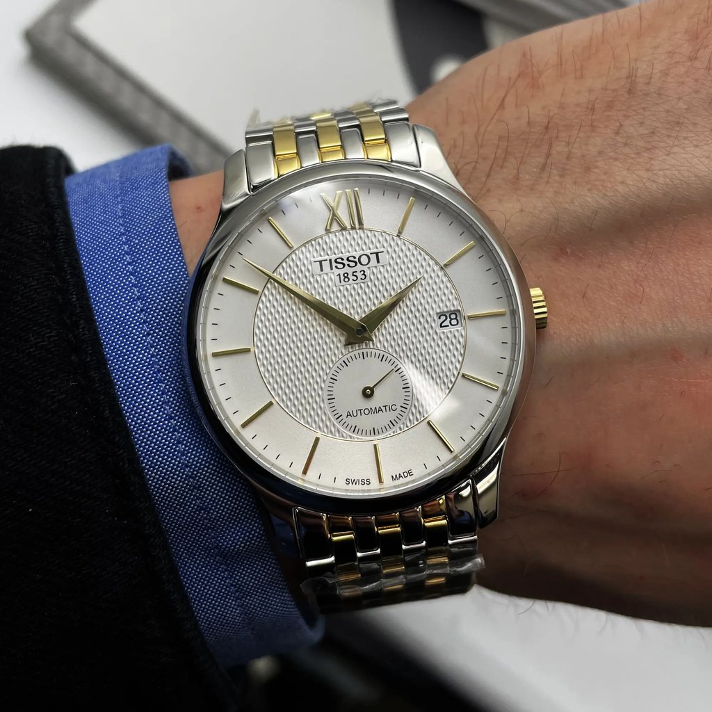 Up Close Front Facing Picture Of Tissot T063.428.22.038.00  Stainless Steel Watch Display Model Condition