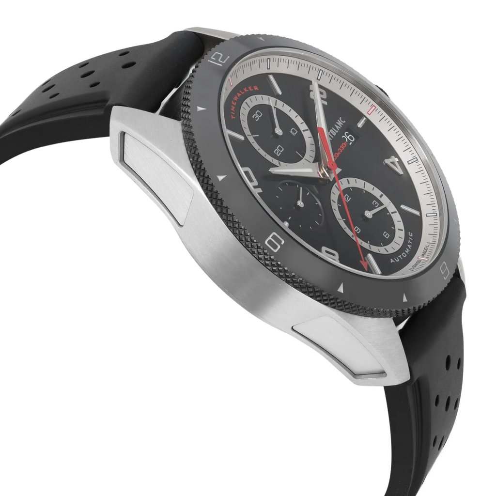 View Of Opposite Crown Facing Side Of Montblanc 116096 Stainless Steel Watch New With Defects Condition
