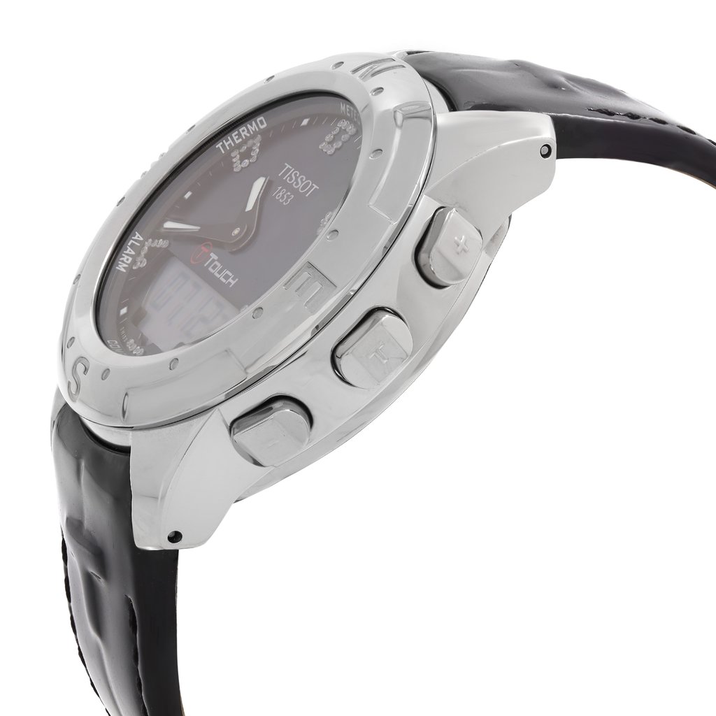 View Of Crown Facing Side Of Tissot T047.220.46.126.00 Titanium Watch Display Model Condition