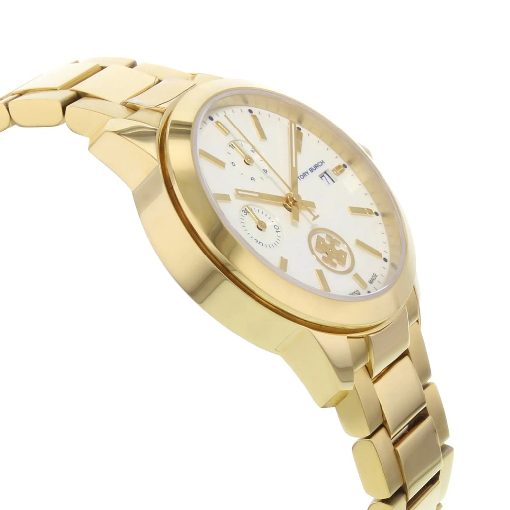 View Of Opposite Crown Facing Side Of Tory Burch TB1250 Stainless Steel Watch Pre Owned Condition