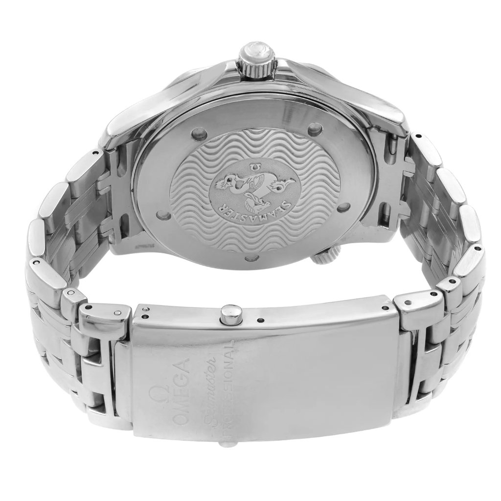 Back View Of Solid Back Case And Closed Stainless Steel Band Of OMEGA 2541.80.00 Watch Pre Owned Condition