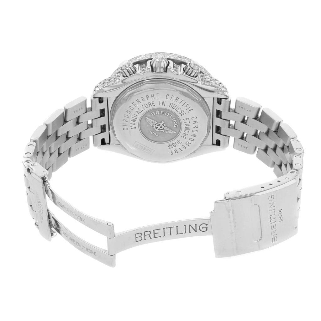 Back View Of {Caseback} Back Case And Open Stainless Steel Band Of Breitling A13356 Watch Pre Owned Condition