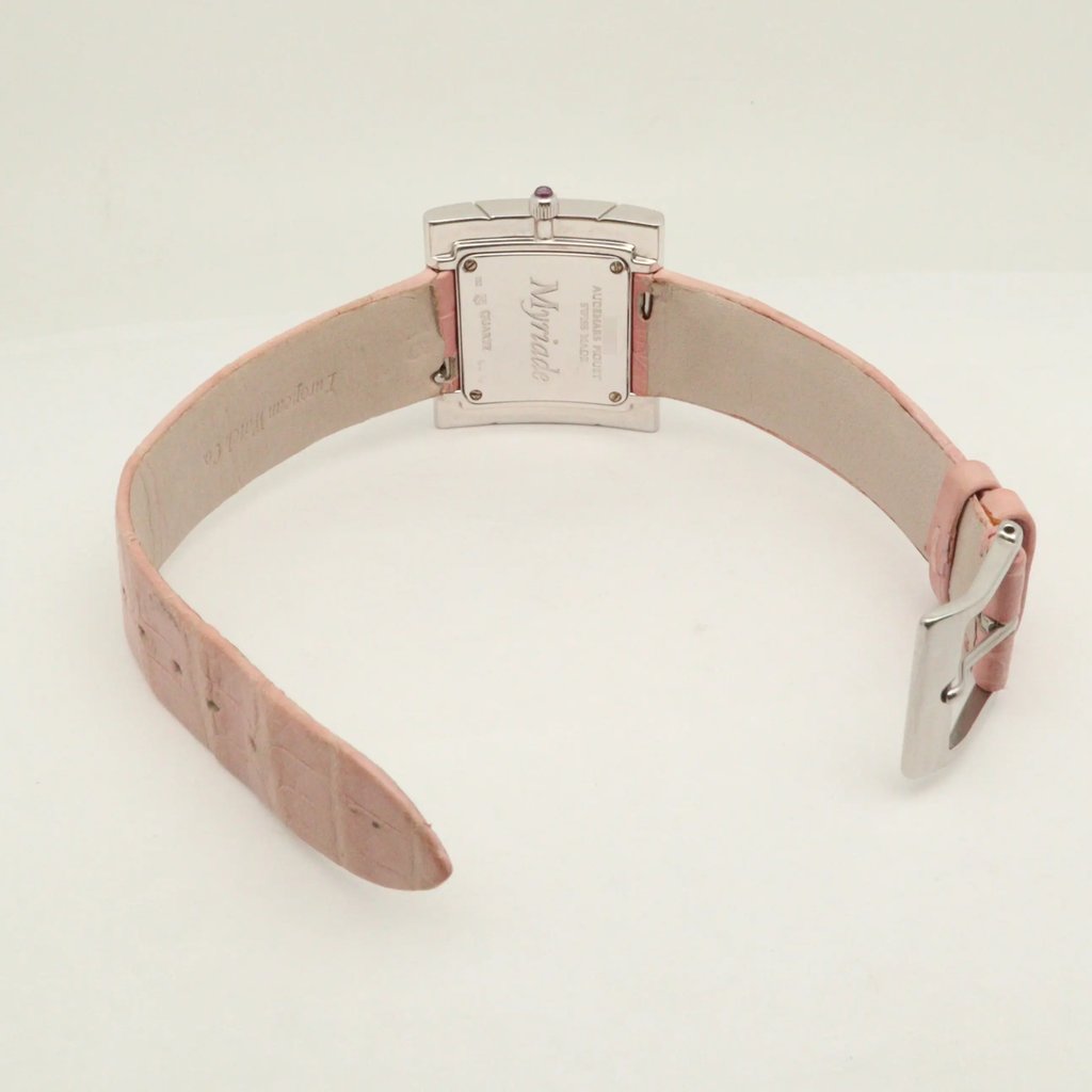 Back View Of Screwback Back Case And Open Leather Band Of Audemars Piguet 67455BC.ZF.A070MR.01 Watch Pre Owned Condition