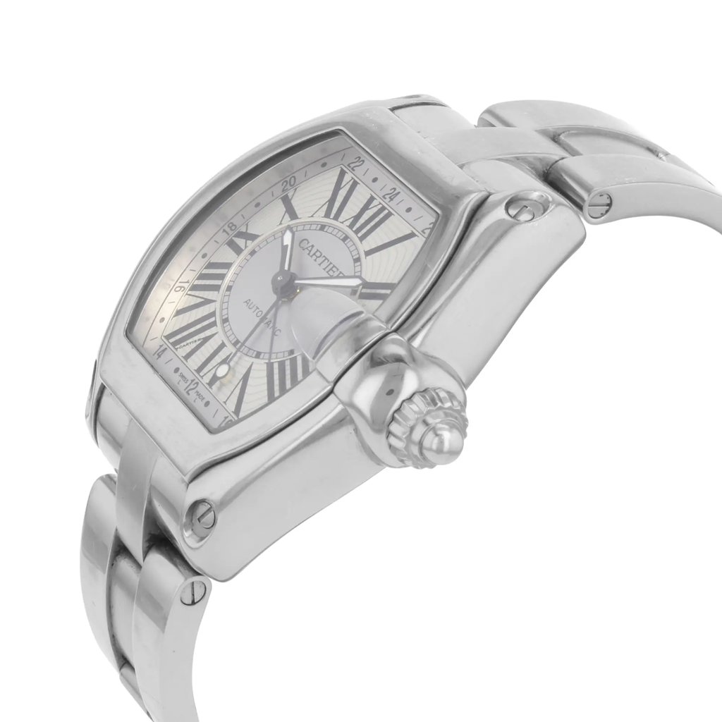 View Of Crown Facing Side Of Cartier W62032X6 Stainless & Titanium Watch Pre Owned Condition