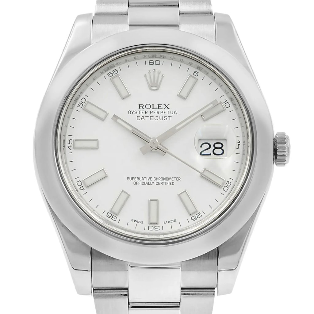 Up Close Front Facing Picture Of Rolex 116300 Stainless Steel Watch Pre Owned Condition