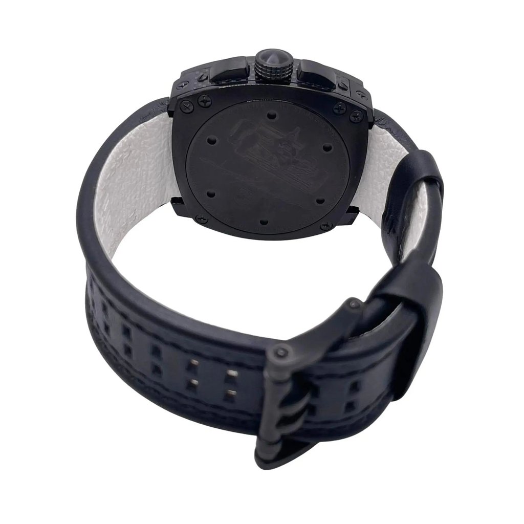 Back View Of Solid Back Case And Closed Leather Band Of Luminox XL.1142 Watch New With Defects Condition