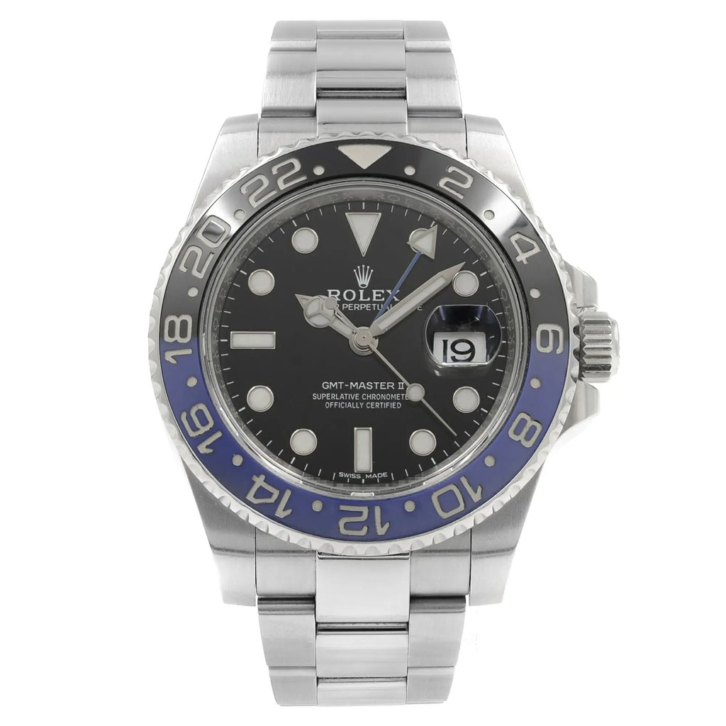 Front Full View Of Rolex 116710BLNR Stainless Steel Watch Pre Owned Condition Good