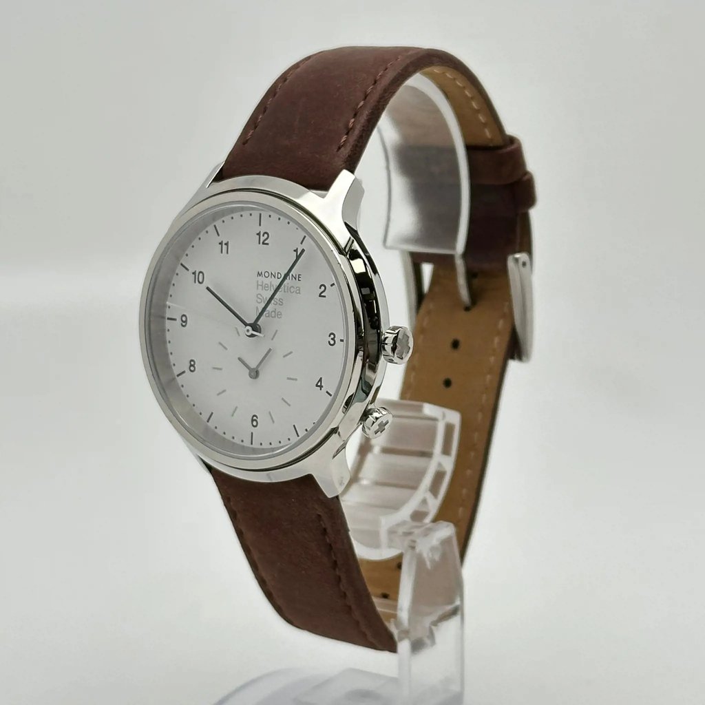Front Full View Of Mondaine MH1.R2010.LG Stainless Steel Watch Display Model Condition {Product Condition}