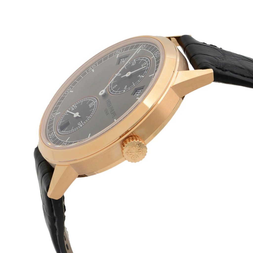 View Of Crown Facing Side Of Patek Philippe 5235/50R-001 Rose Gold Watch Unworn Condition