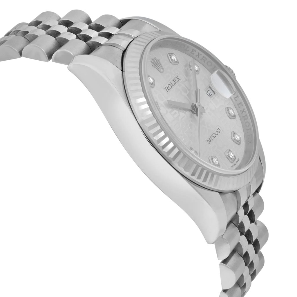 View Of Opposite Crown Facing Side Of Rolex 116234 Stainless Steel Watch Pre Owned Condition