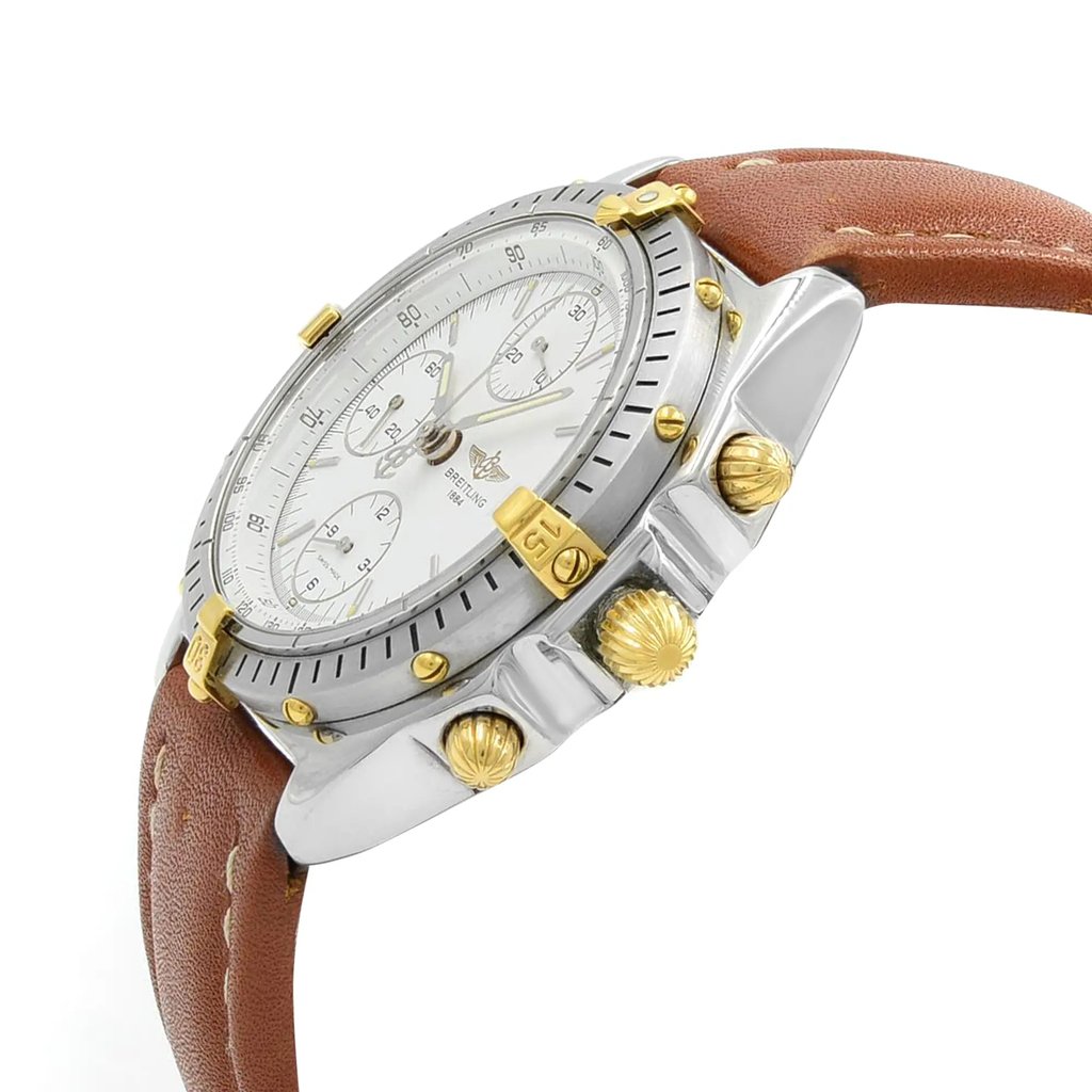 View Of Crown Facing Side Of Breitling B13048 Stainless Steel Watch Pre Owned Condition