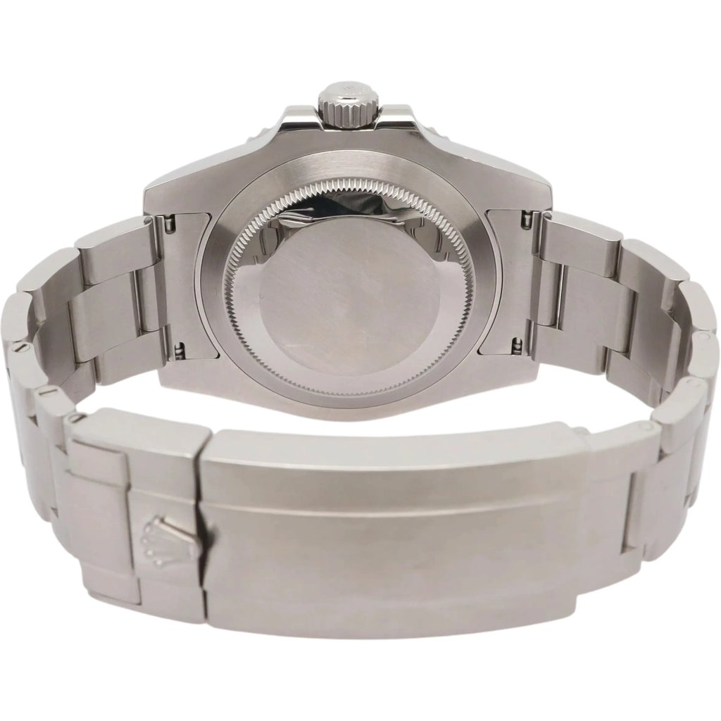 Back View Of Screwback Back Case And Closed Stainless Steel Band Of Rolex 116610LN Watch Pre Owned Condition