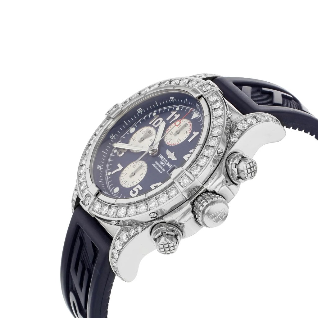 View Of Crown Facing Side Of Breitling A13370 Stainless Steel Watch Pre Owned Condition