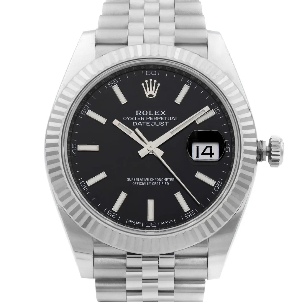 Up Close Front Facing Picture Of Rolex 126334 Stainless Steel Watch Pre Owned Condition