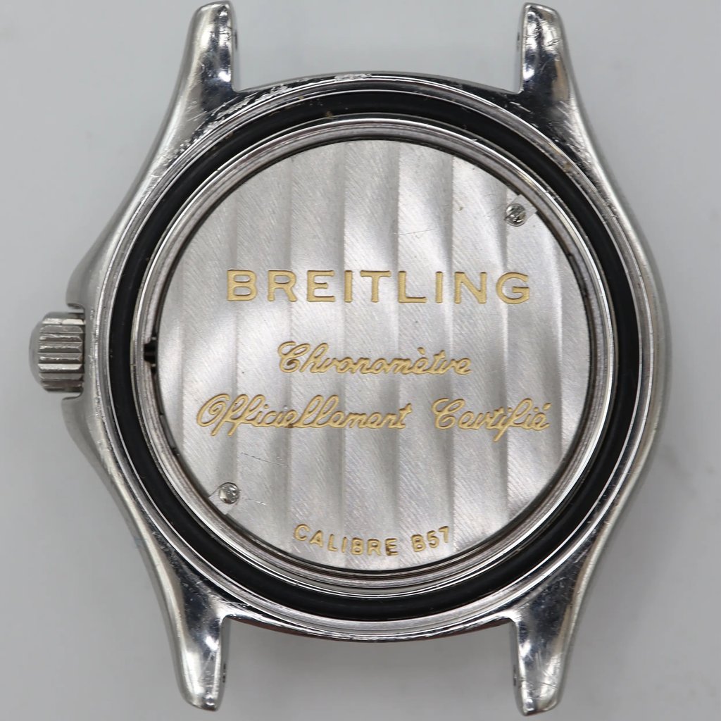 Up Close Front Facing Picture Of Breitling A57350 Stainless Steel Watch Pre Owned Condition
