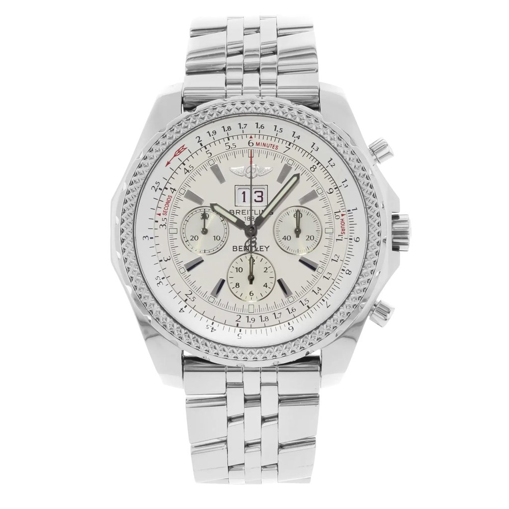 Front Full View Of Breitling A4436212/G573-970A Stainless Steel Watch Pre Owned Condition {Product Condition}