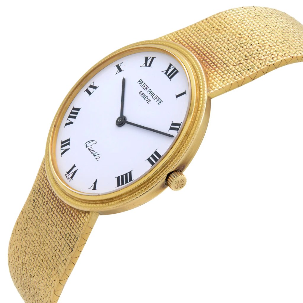 View Of Crown Facing Side Of Patek Philippe 3744-1 Gold 18kt Watch Pre Owned Condition