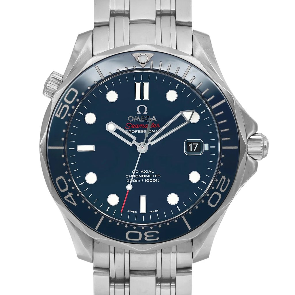 Up Close Front Facing Picture Of OMEGA 212.30.41.20.03.001 Stainless Steel Watch Pre Owned Condition