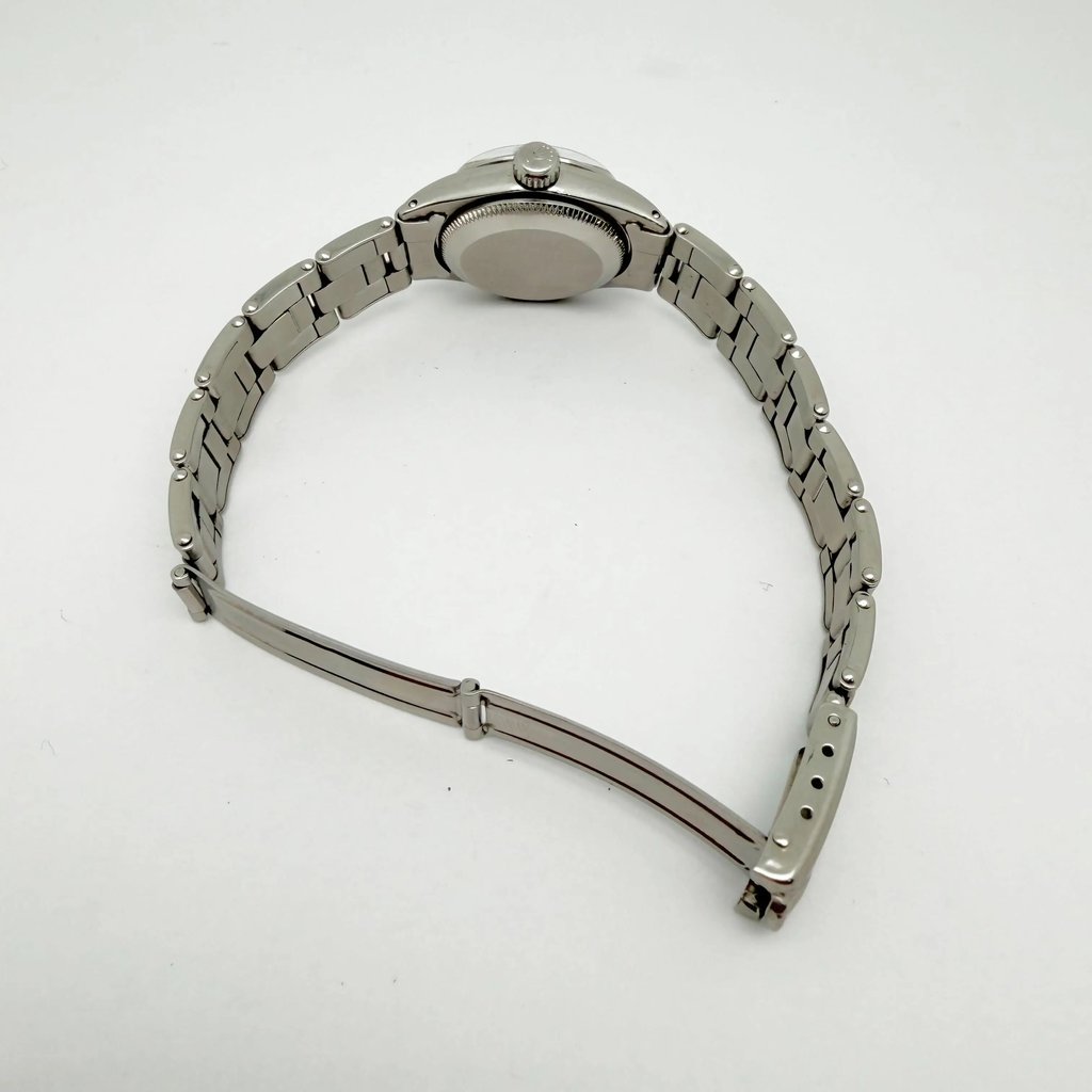 Back View Of Snap Back Case And Open Stainless Steel Band Of Rolex 6517 Watch Pre Owned Condition