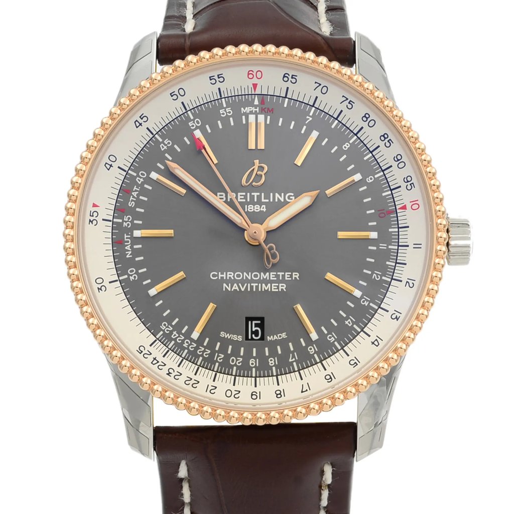 Up Close Front Facing Picture Of Breitling U173265A1M1P1 Stainless Steel Watch New Condition