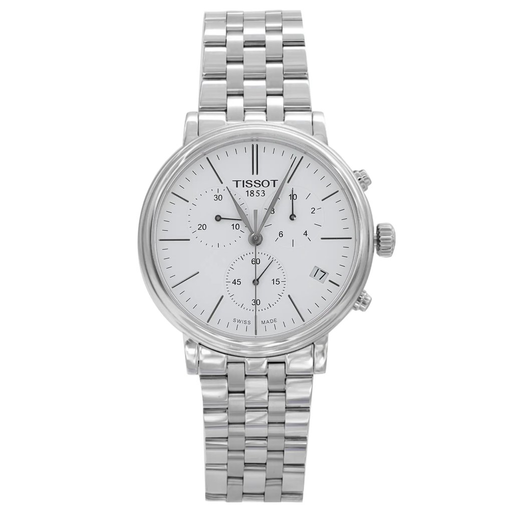 Front Full View Of Tissot T122.417.11.011.00 Stainless Steel Watch Display Model Condition Excellent