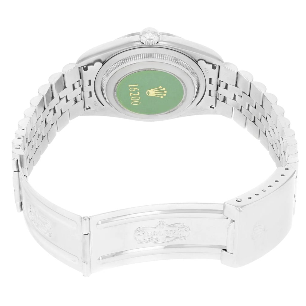 Back View Of {Caseback} Back Case And Open Stainless Steel Band Of Rolex 16200 Watch Pre Owned Condition
