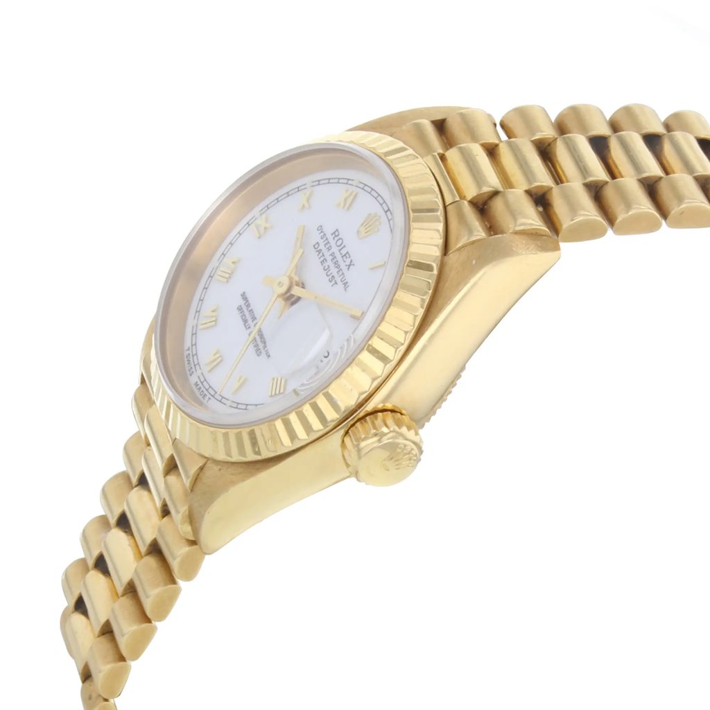 View Of Crown Facing Side Of Rolex 69178 Gold 18kt Watch Pre Owned Condition