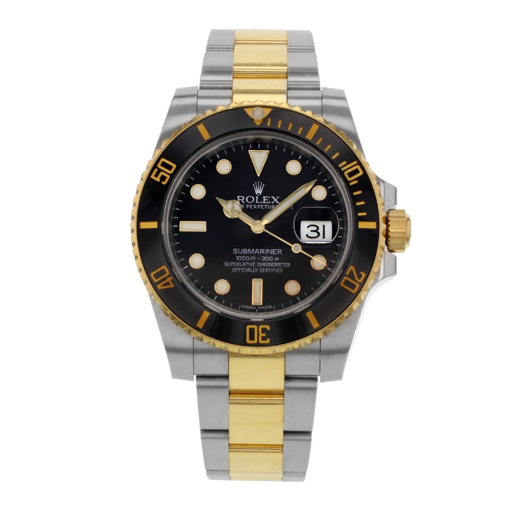 Front Full View Of Rolex 116613LN Stainless Steel Watch Pre Owned Condition Good