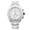 An image of a Wristwatch by Rolex. This Pre Owned item is designed for Men, featuring a Luxury,Sport style. It has a Mechanical (Automatic) movement and an Analog display with a White dial color. The indices include 12-Hour Dial,Multi Dial,Non-Numeric Hour Marks,Square Indexes. The band is made of White Gold and the case is made of White Gold. The watch has a Round shape with a case size of 44 mm and a case thickness of 14 mm.