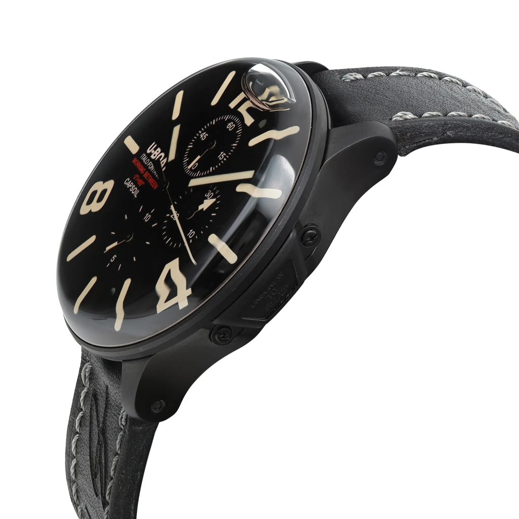 View Of Crown Facing Side Of U-Boat 8108 Stainless Steel Watch Pre Owned Condition