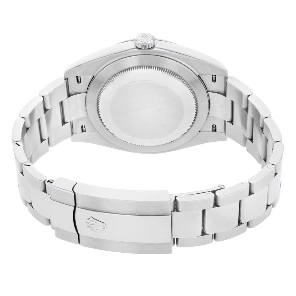 Back View Of {Caseback} Back Case And Closed Stainless Steel Band Of Rolex 126334 Watch Pre Owned Condition