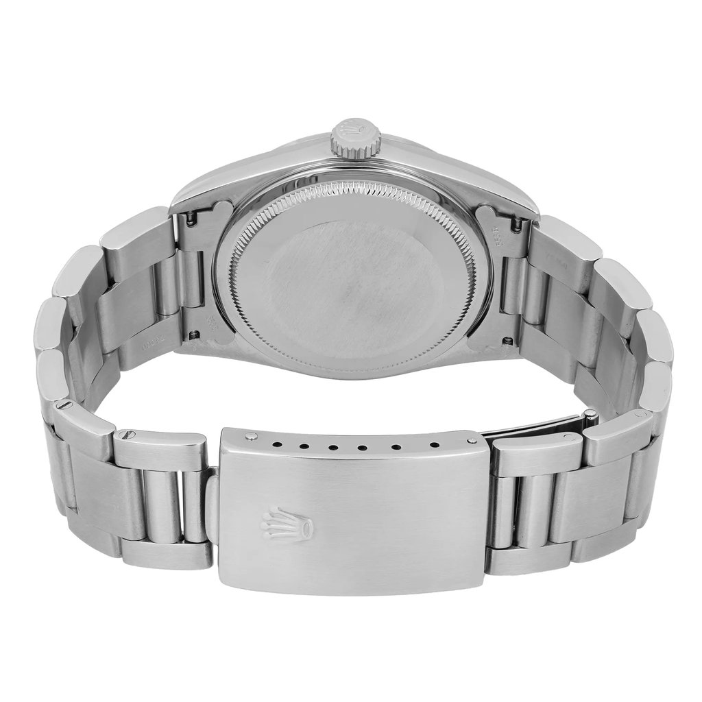 Back View Of Solid Back Case And Closed Stainless Steel Band Of Rolex 16200 Watch Pre Owned Condition