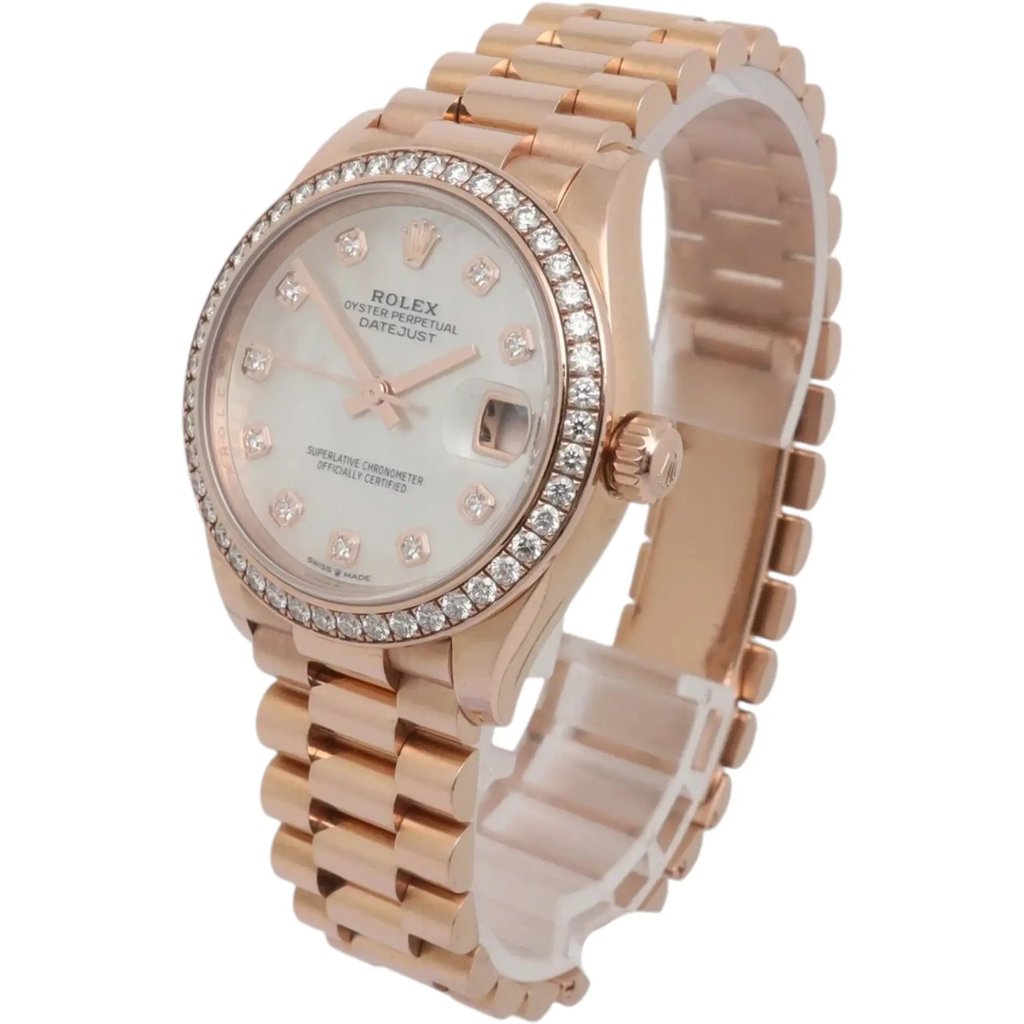 View Of Crown Facing Side Of Rolex 278285RBR Rose Gold Watch Pre Owned Condition