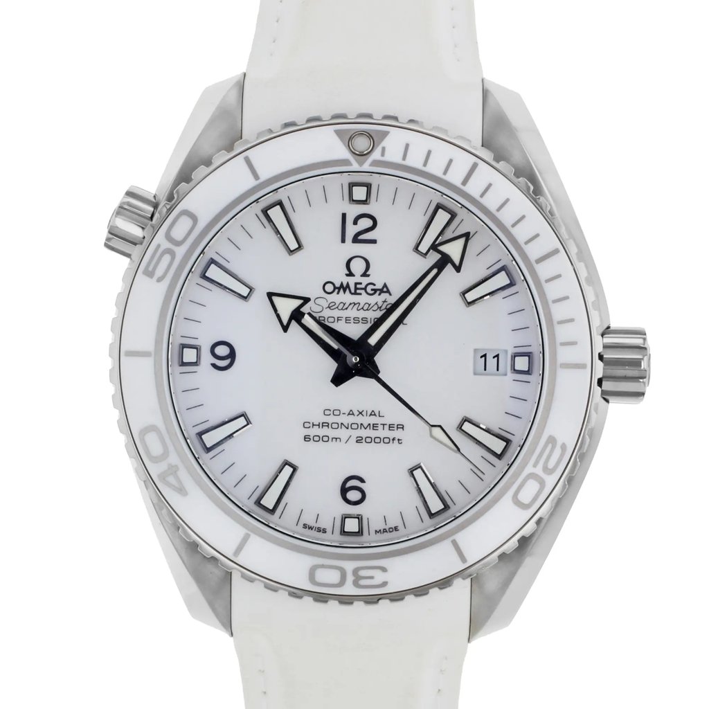 Up Close Front Facing Picture Of OMEGA 232.32.42.21.04.001 Stainless Steel Watch Unworn Condition