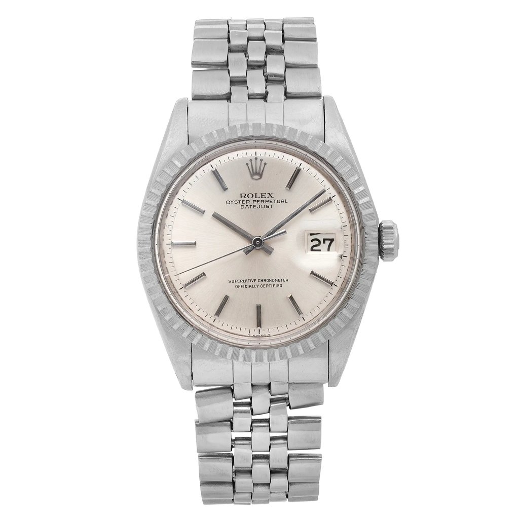 Front Full View Of Rolex 1603 Stainless Steel Watch Pre Owned Condition Good